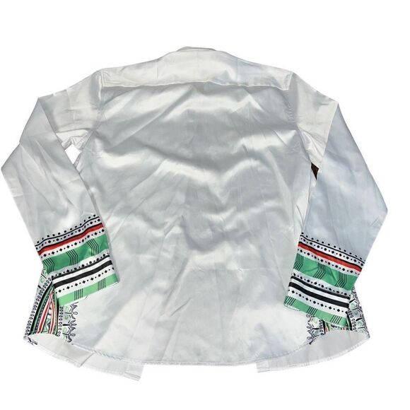 NWOT SWORD KING White Patterned Long Sleeve Button Up Shirt Size XXXL (XL) - Picture 2 of 10